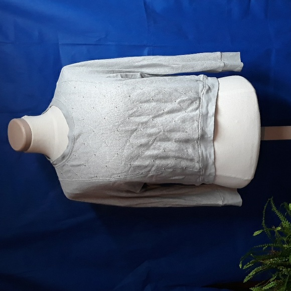 Gray Pearl Dazzled Sweat shirt top Jennifer Lopez - Picture 1 of 7